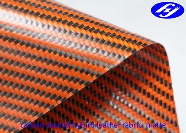 Matte Twill Synthetic Leather Fabric / Orange Carbon Fiber Kevlar Hybrid