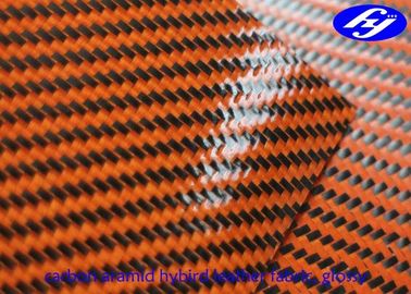 Orange Polyurethane Leather Fabric Glossy Twill Carbon Kevlar Hybrid Fabric For Gloves